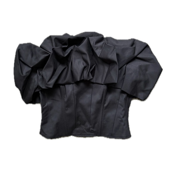 & Other Stories Ruffled Corset Top in Black Off the Shoulder Party Bustier - Picture 9 of 16